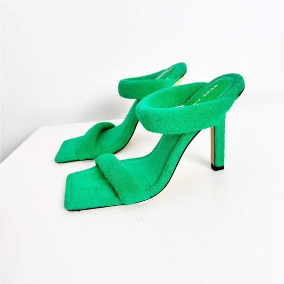 New Good American Terry Slip On High Heel Sandals Green size 7.5 - Picture 3 of 6
